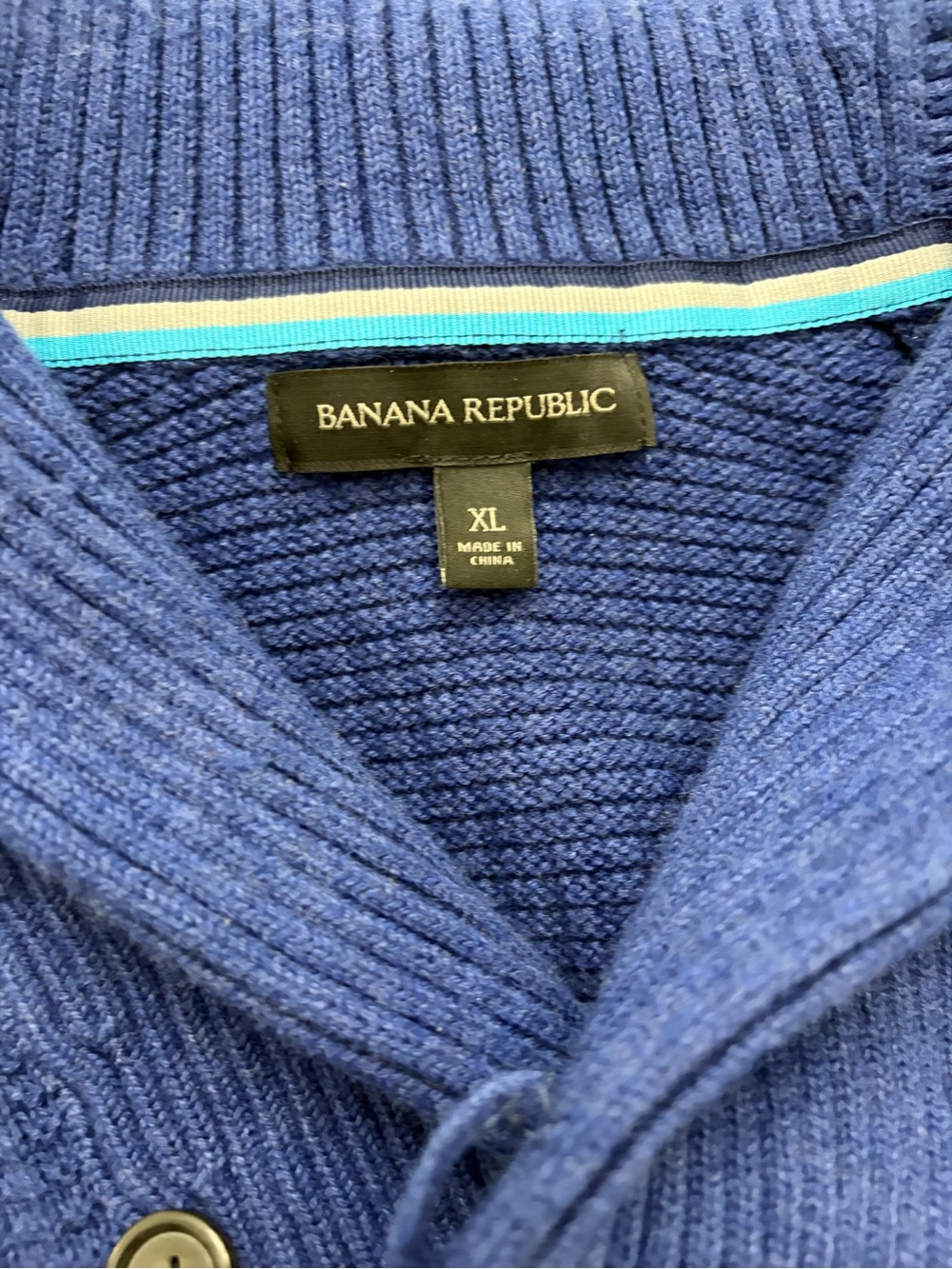Banana Republic Men's Navy Shawl Collar Ribbed Cardigan
